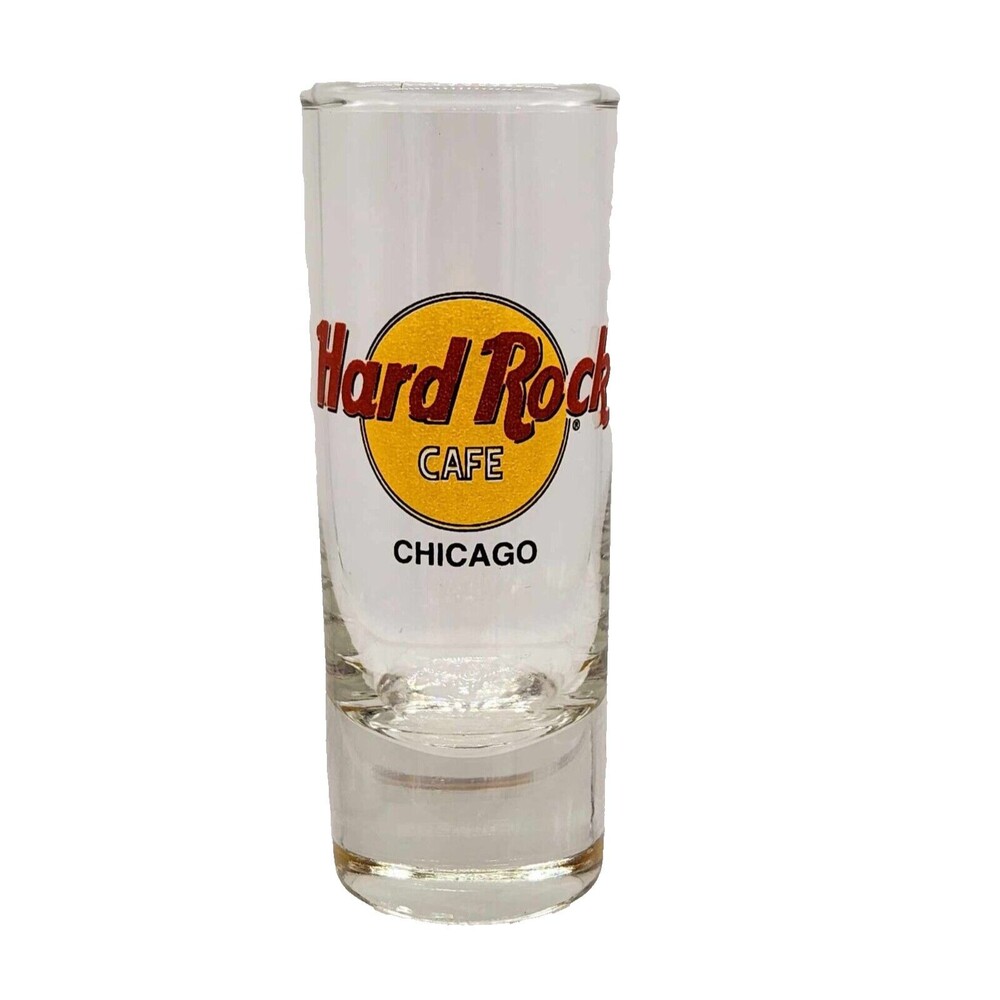 Hard Rock Cafe Chicago Tall Shot Glass Collectible Souvenir Logo